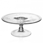 Jasmine Cake Stand Color 	Clear
Dimensions 	12\ / 30.5cm
Material 	Handmade Glass
Pattern 	Jasmine